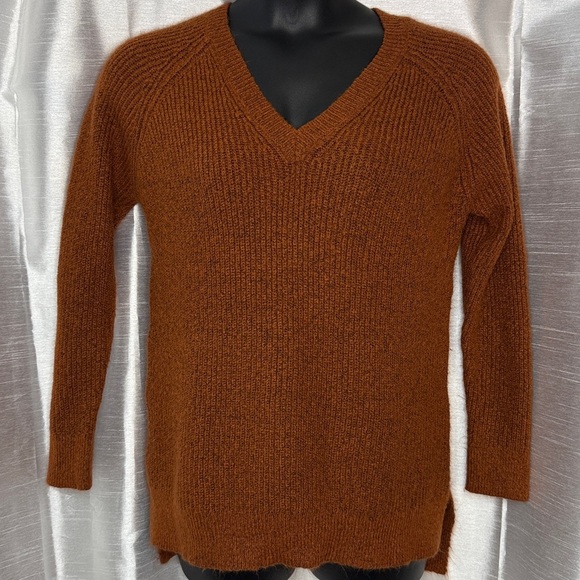 Natural Reflections V Neck Sweater Women’s M Burnt Orange Oversized Loose Fit - Picture 1 of 7